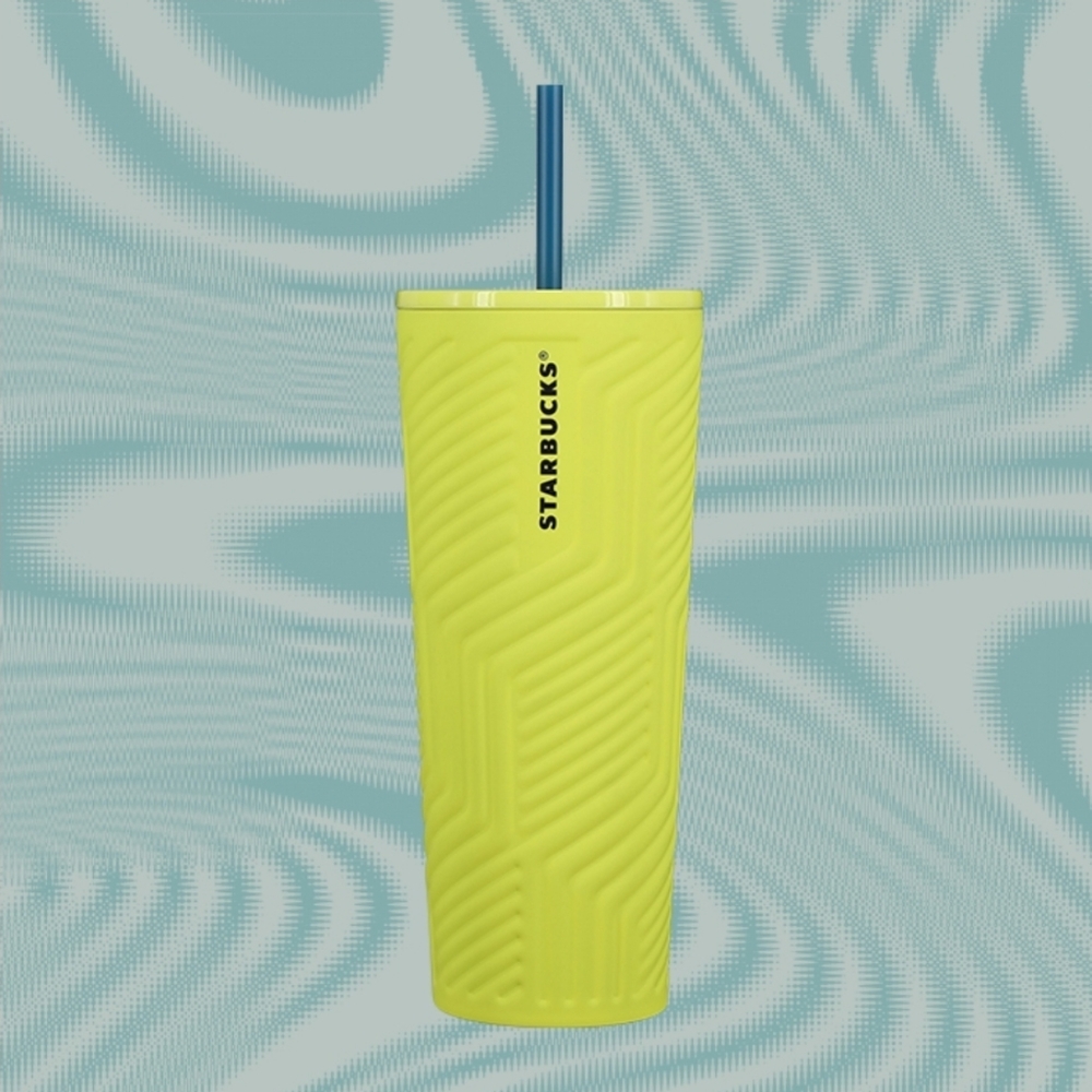 Starbucks Lime Green Geometric Cold Tumbler With Straw (24 oz) New 2024